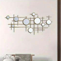 Espejo colgante moderno de hierro forjado de lujo, ligero y decorativo para pared.