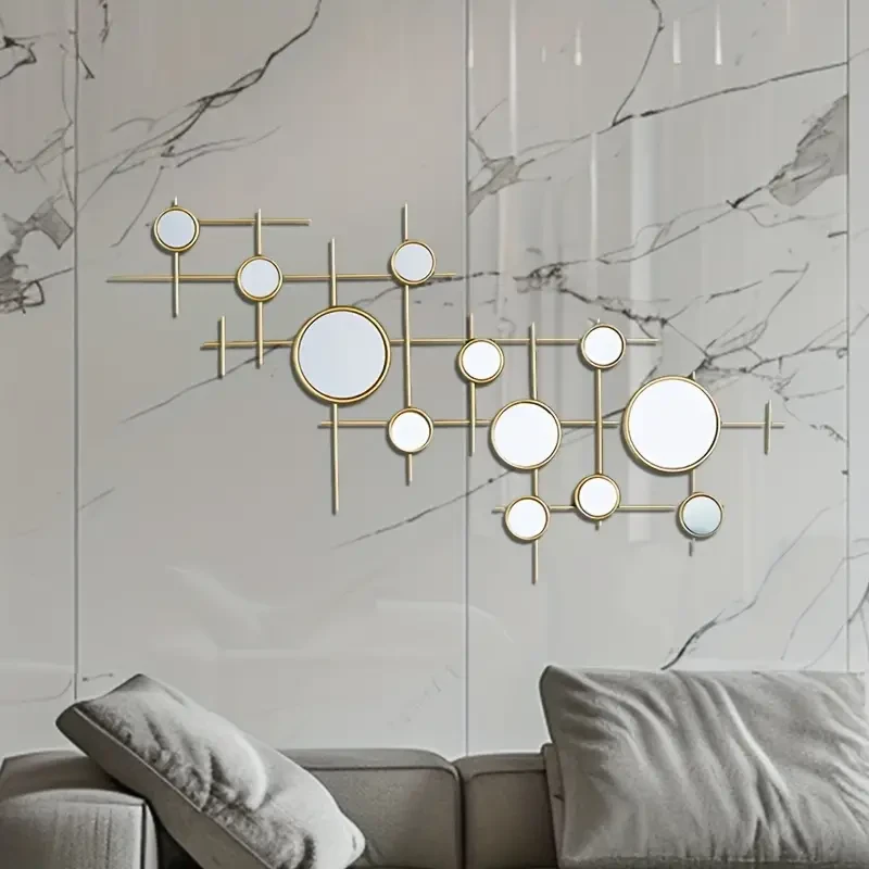 Espejo colgante moderno de hierro forjado de lujo, ligero y decorativo para pared.