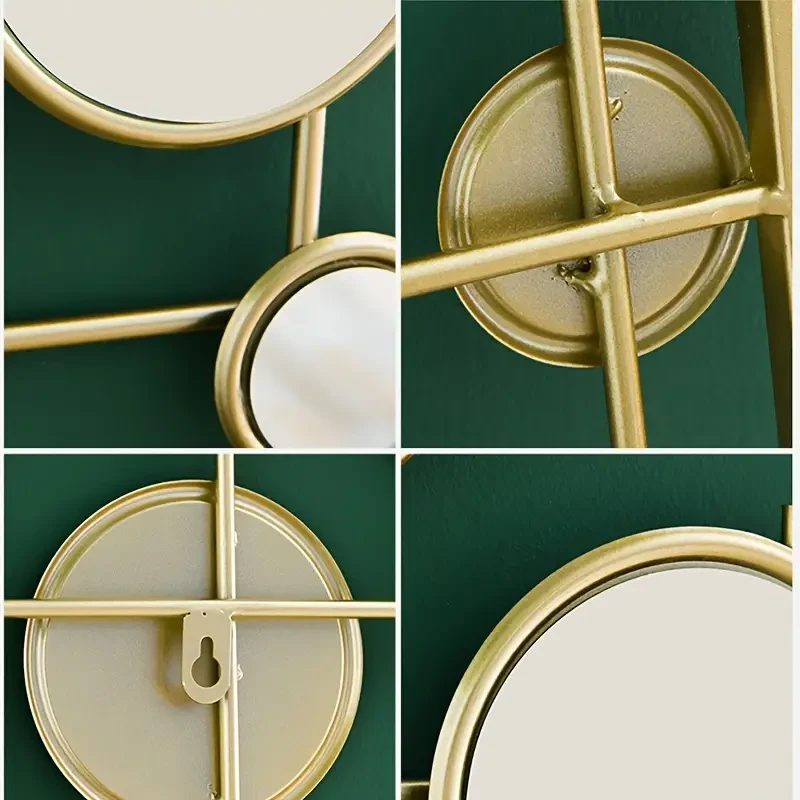 Espejo colgante moderno de hierro forjado de lujo, ligero y decorativo para pared.