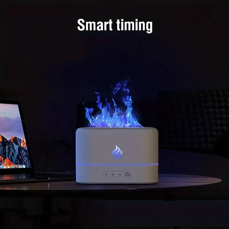Humidificador ultrasónico con simulación de llama de 7 colores - Difusor de aceites esenciales USB