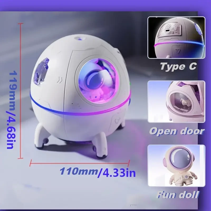 Humidificador de aire recargable Space Capsule - Difusor de vapor frío USB