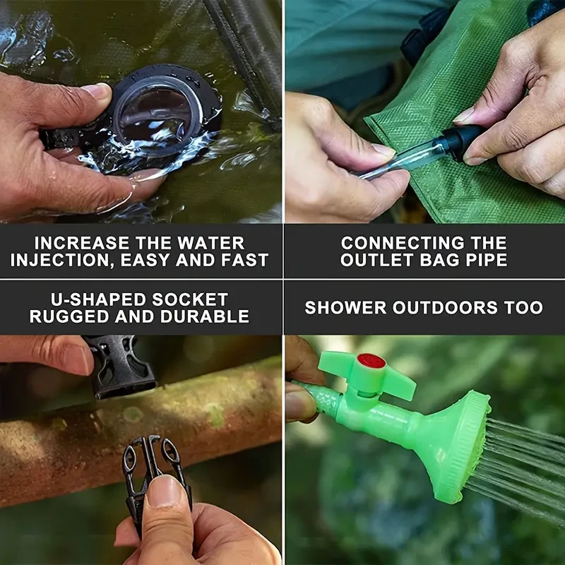 Bolsa de ducha solar para camping: bolsa de baño portátil con manguera extraíble