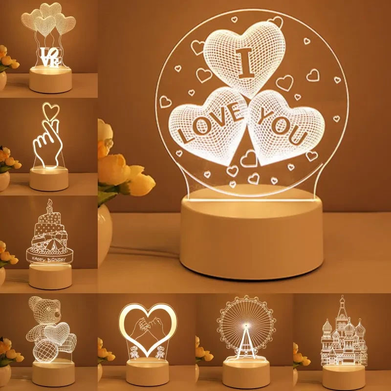 Lámpara 3D acrílica USB LED luces nocturnas