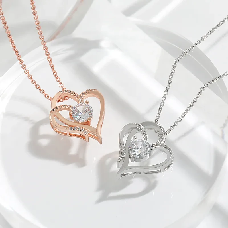 Collar de doble amor con circonitas