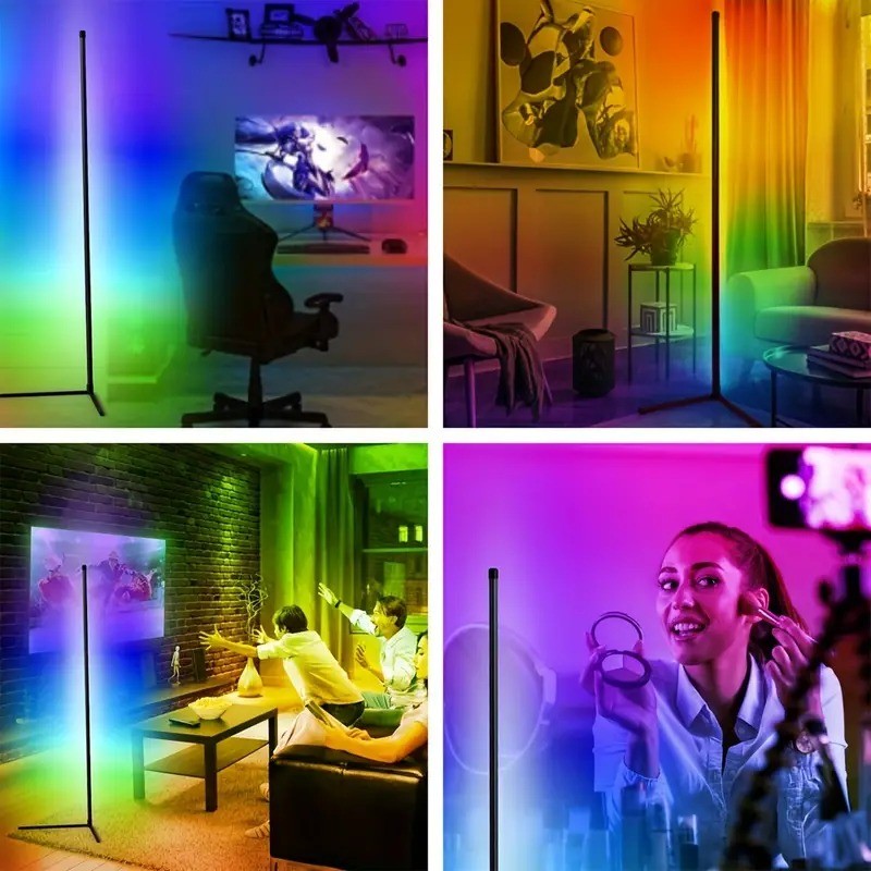 Luz de esquina ambiental USB multicolor, iluminación de dormitorio, lámpara de pie de esquina de 1 pieza.