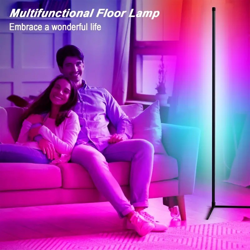 Luz de esquina ambiental USB multicolor, iluminación de dormitorio, lámpara de pie de esquina de 1 pieza.