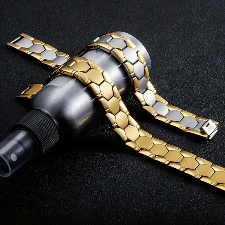Pulsera dominante de acero y titanio para hombre