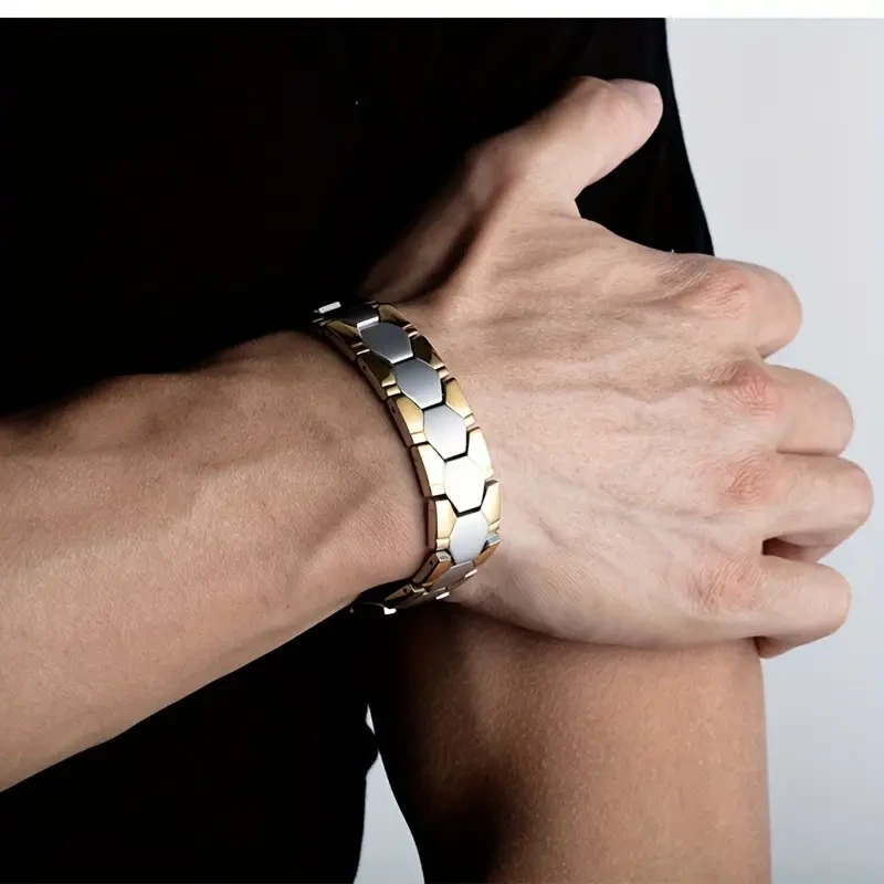 Pulsera dominante de acero y titanio para hombre