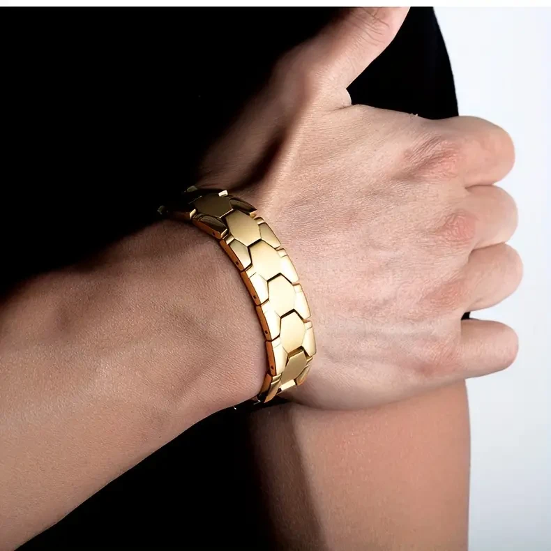 Pulsera dominante de acero y titanio para hombre