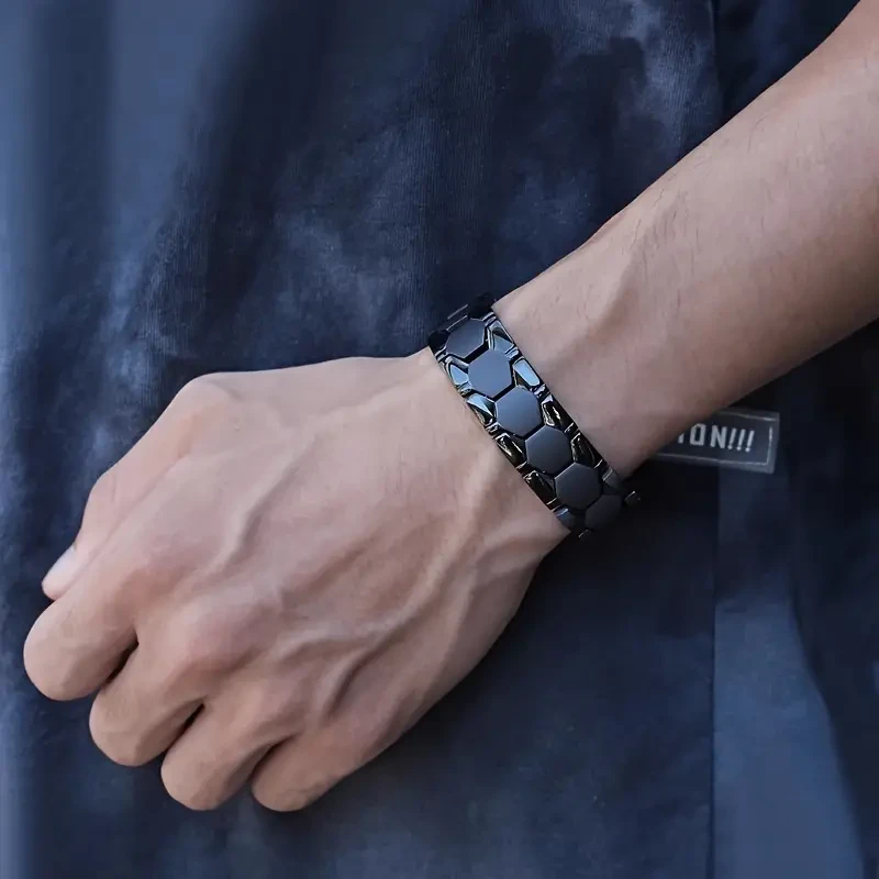 Pulsera dominante de acero y titanio para hombre