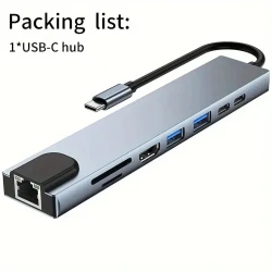 Adaptador concentrador USB C 8 en 1