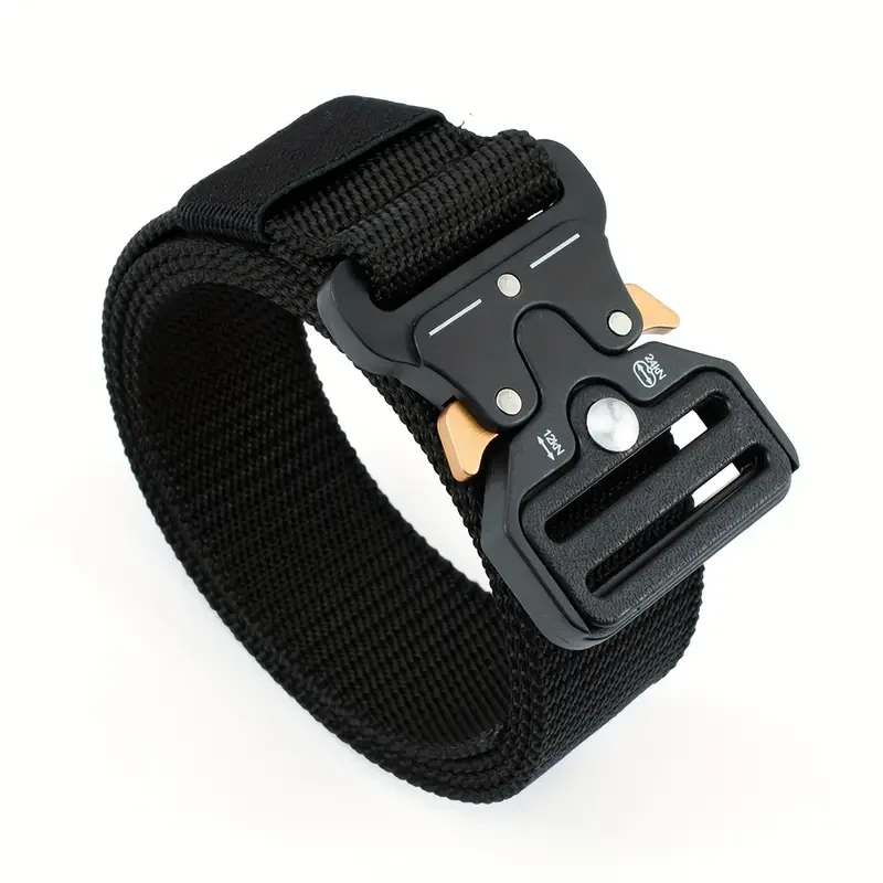 Cinturón táctico unisex de color sólido: cinturón informal de lona de nailon con hebilla automática para hombres y mujeres.