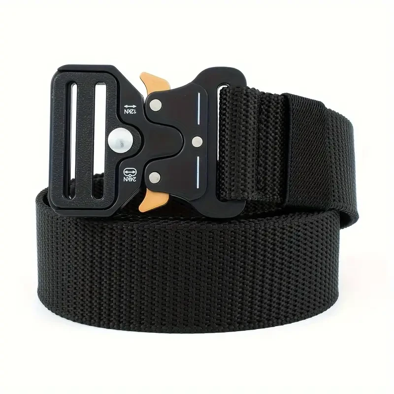 Cinturón táctico unisex de color sólido: cinturón informal de lona de nailon con hebilla automática para hombres y mujeres.
