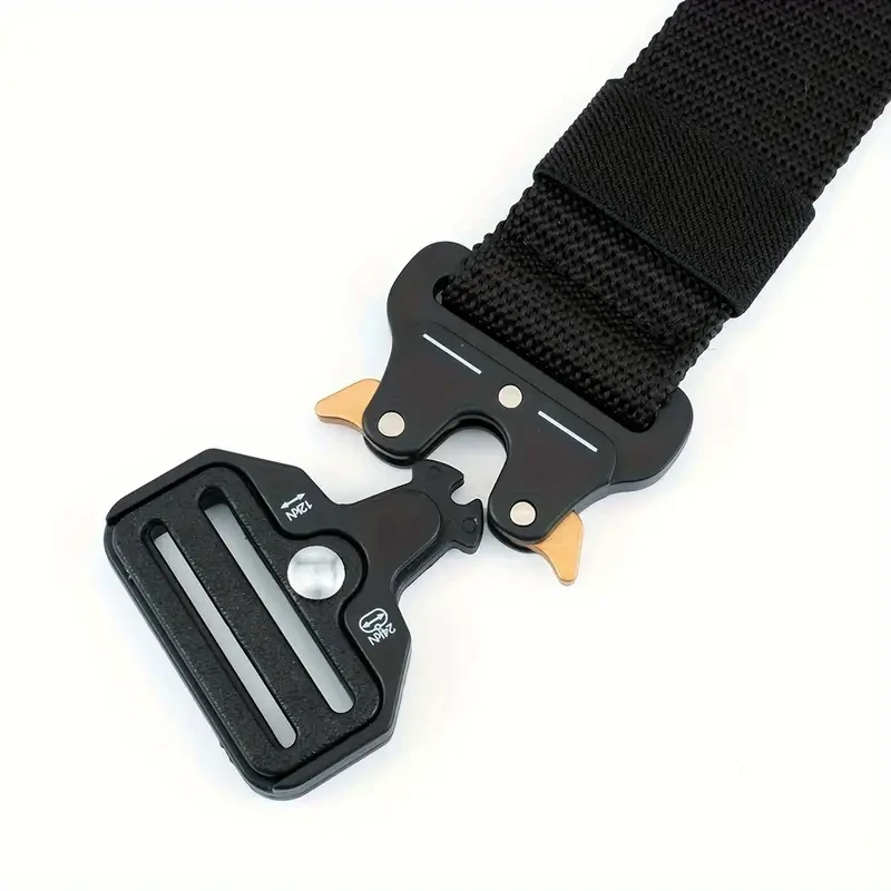 Cinturón táctico unisex de color sólido: cinturón informal de lona de nailon con hebilla automática para hombres y mujeres.