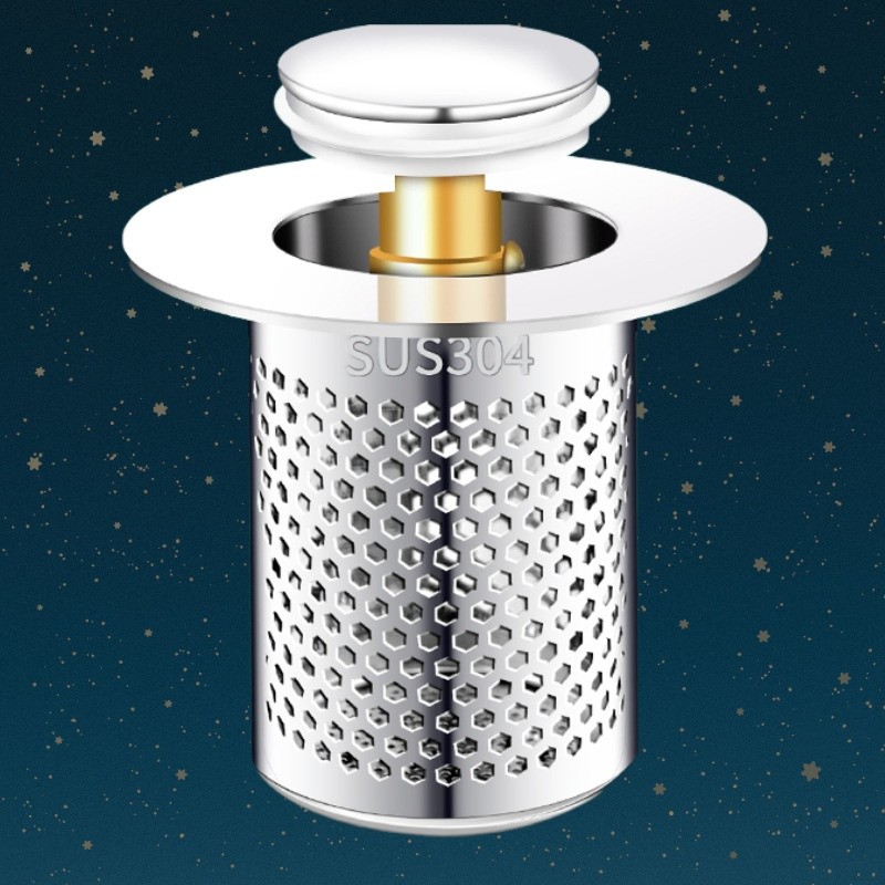 Tapón de desagüe para lavabo con filtro y núcleo de rebote