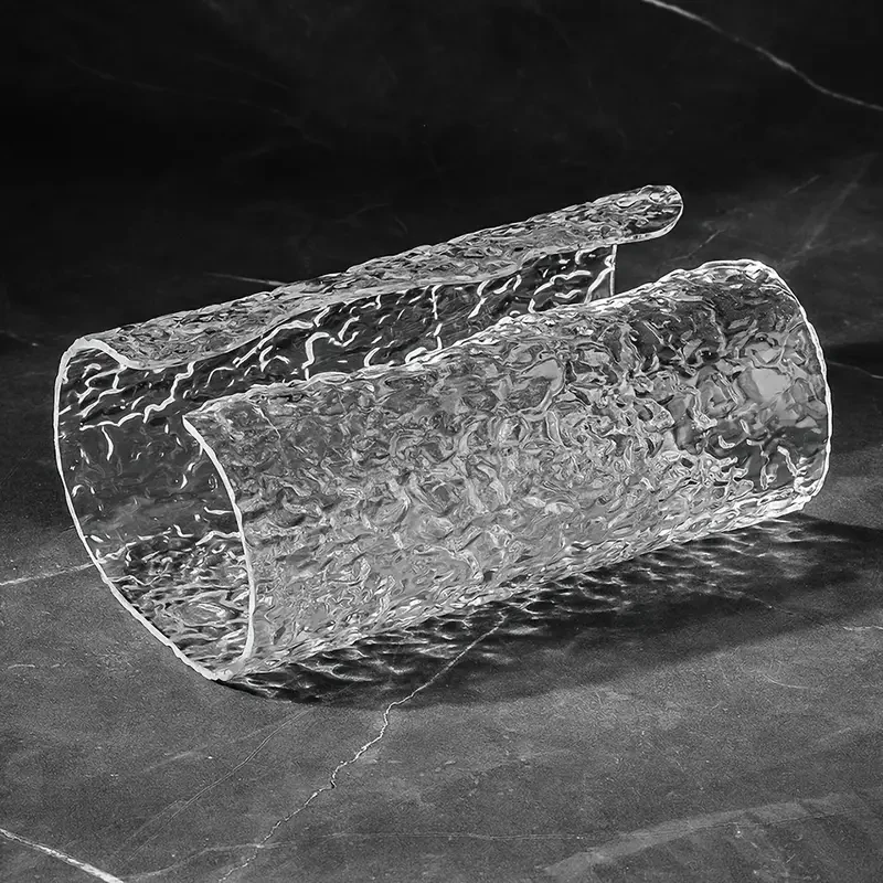 Elegante funda para caja de pañuelos con textura ondulada y ovalada