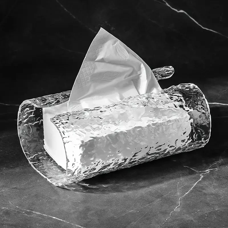Elegante funda para caja de pañuelos con textura ondulada y ovalada