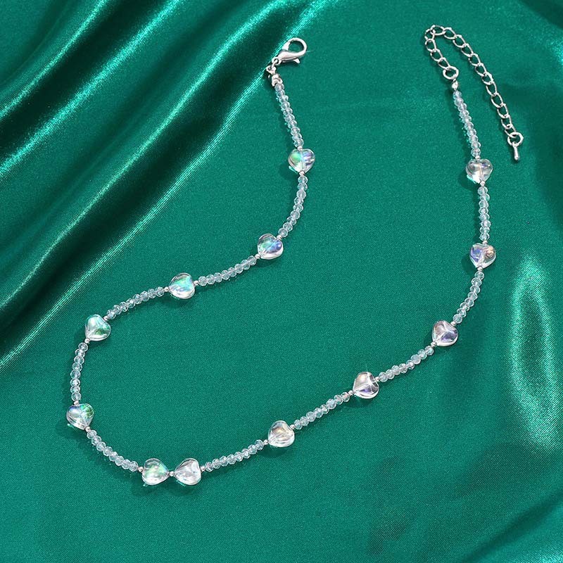 Collar de cristal con cuentas en forma de corazón para mujer