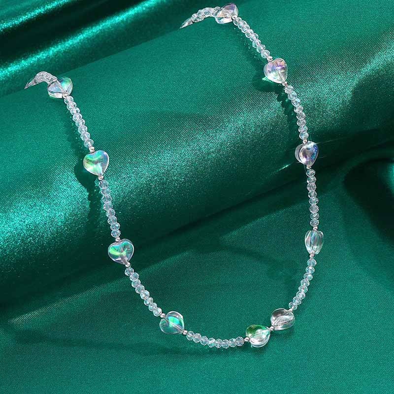 Collar de cristal con cuentas en forma de corazón para mujer