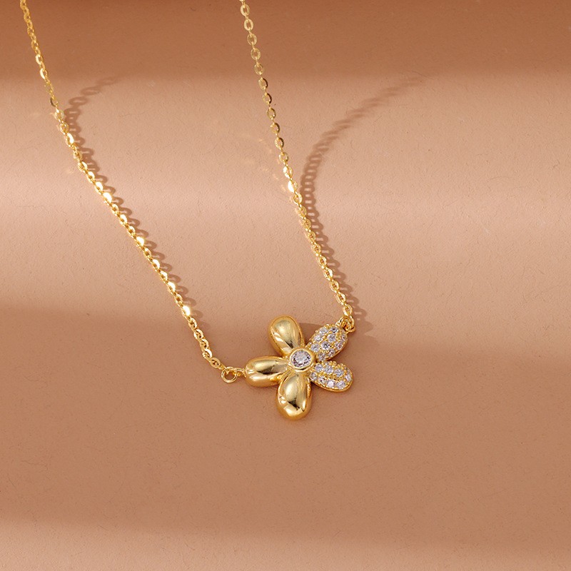 Collar de plata de ley con diseño de girasol y red suave de viento rojo