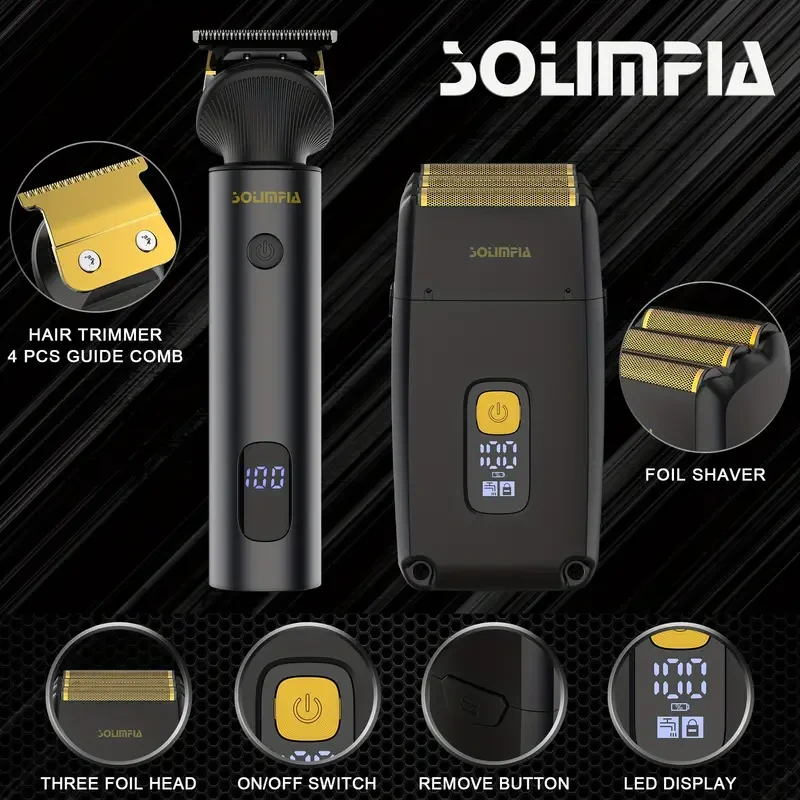 Afeitadora de láminas Solimpia - Kit de cuidado personal profesional para hombres