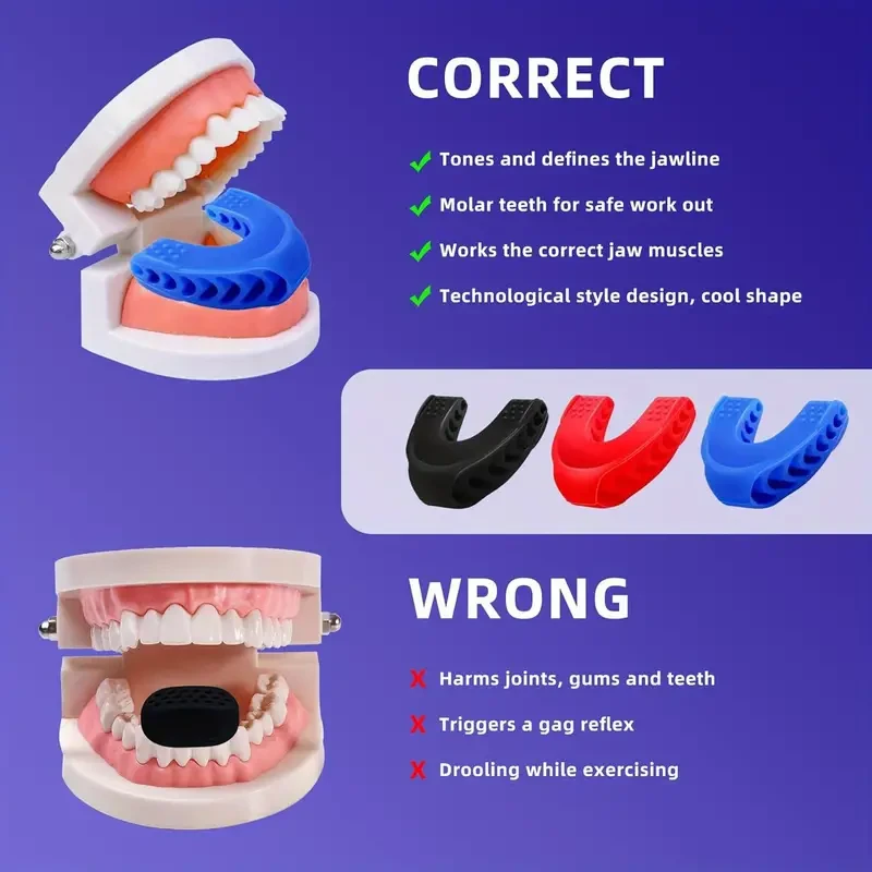 Ejercitador de mandíbula de 3 piezas para hombres y mujeres - 3 niveles de resistencia