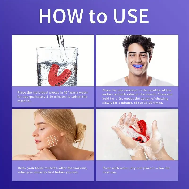 Ejercitador de mandíbula de 3 piezas para hombres y mujeres - 3 niveles de resistencia