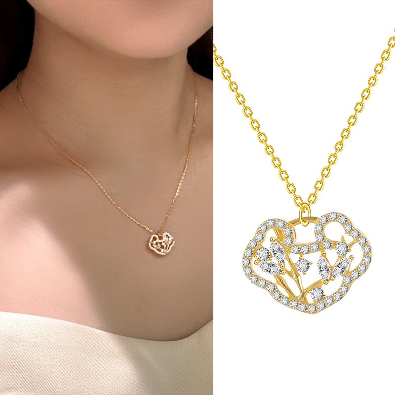 Collar de diamantes de lujo con luz de viento rojo neto