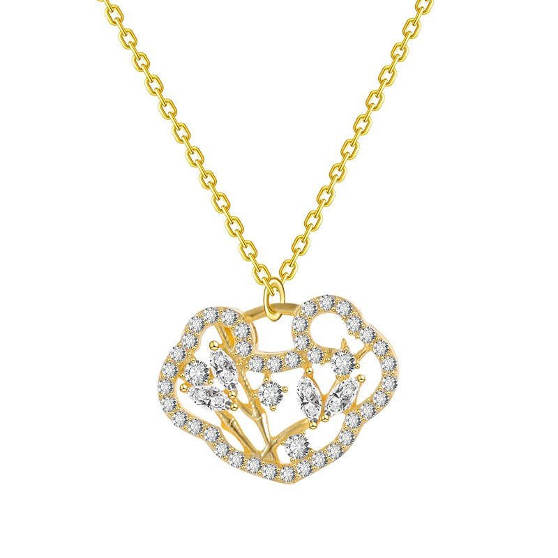 Collar de diamantes de lujo con luz de viento rojo neto
