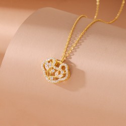 Collar de diamantes de lujo con luz de viento rojo neto