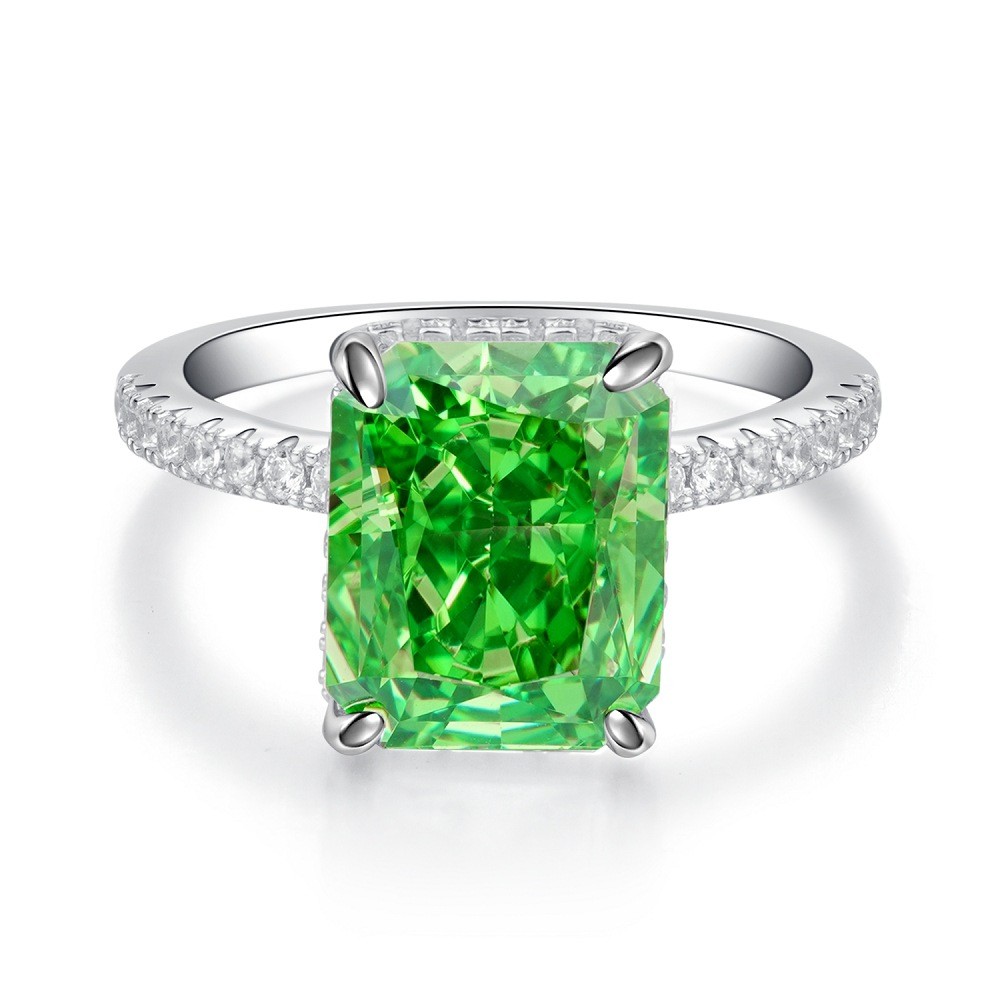 Anillo de plata de ley para mujer con diamante de alto carbono
