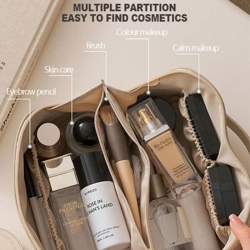 Bolsa de cosméticos de viaje de gran capacidad, multifunción, para mujer
