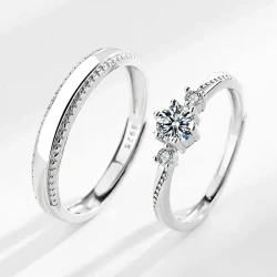 Anillos de pareja con diamantes engastados