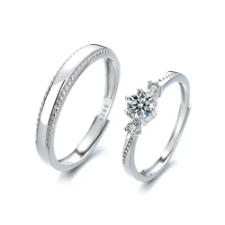 Anillos de pareja con diamantes engastados