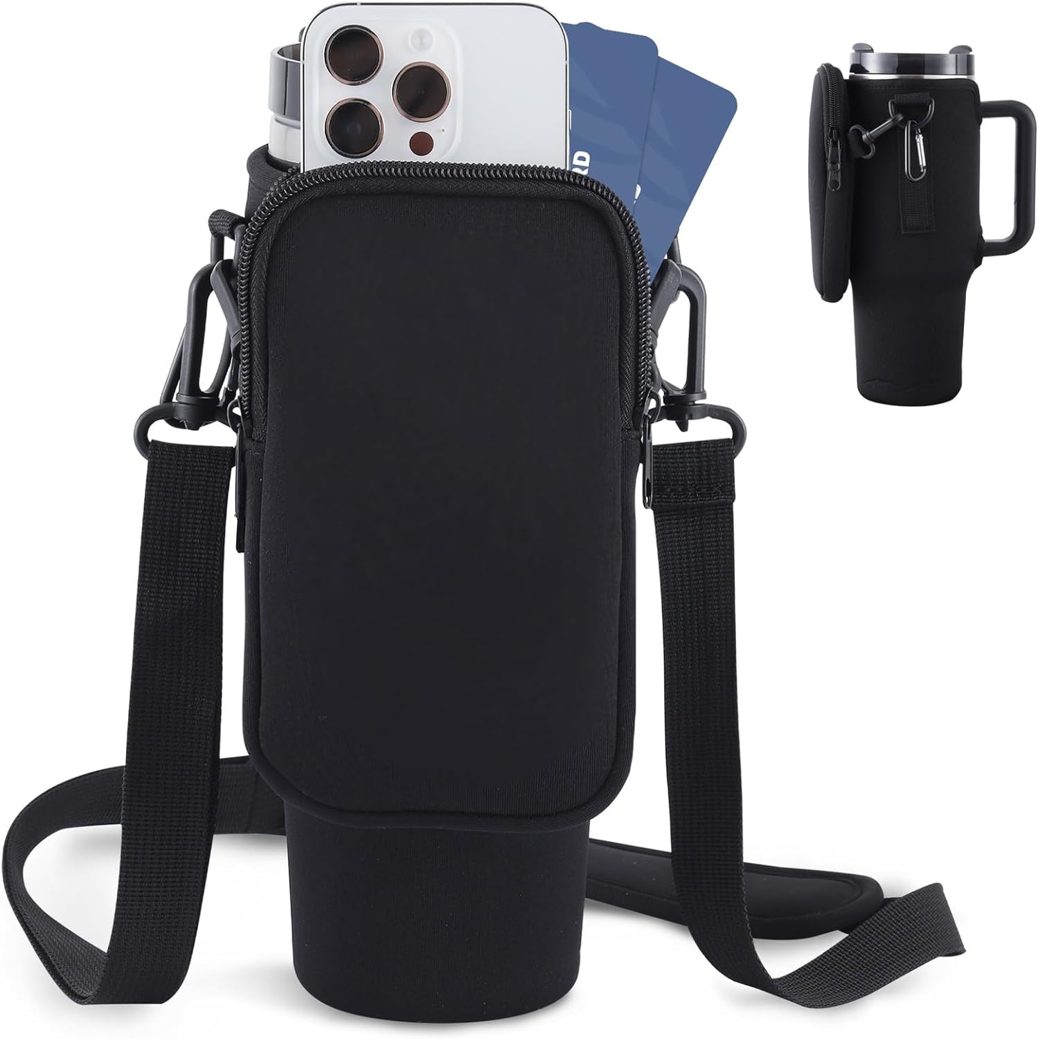 Bolsa para transportar botellas de agua con correa ajustable sencilla para caminar al aire libre