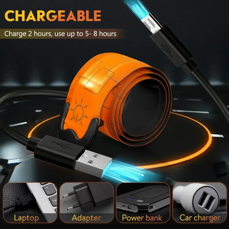 Brazalete LED recargable para correr y caminar de noche (paquete de 2)