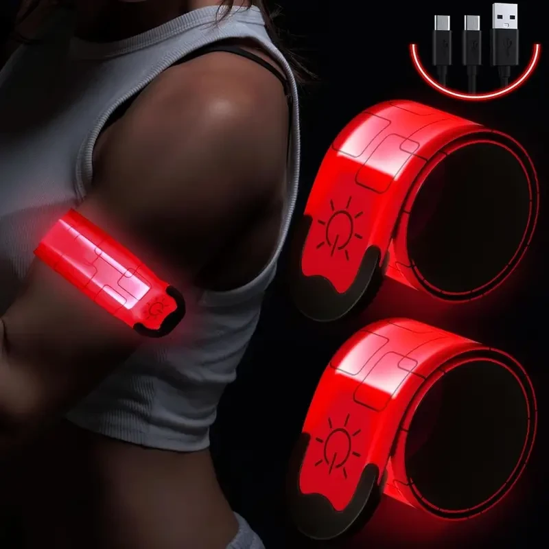 Brazalete LED recargable para correr y caminar de noche (paquete de 2)