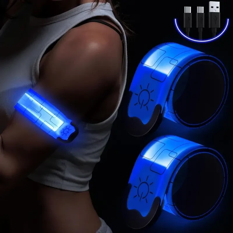 Brazalete LED recargable para correr y caminar de noche (paquete de 2)