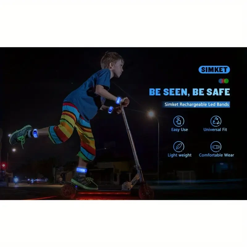 Brazalete LED recargable para correr y caminar de noche (paquete de 2)