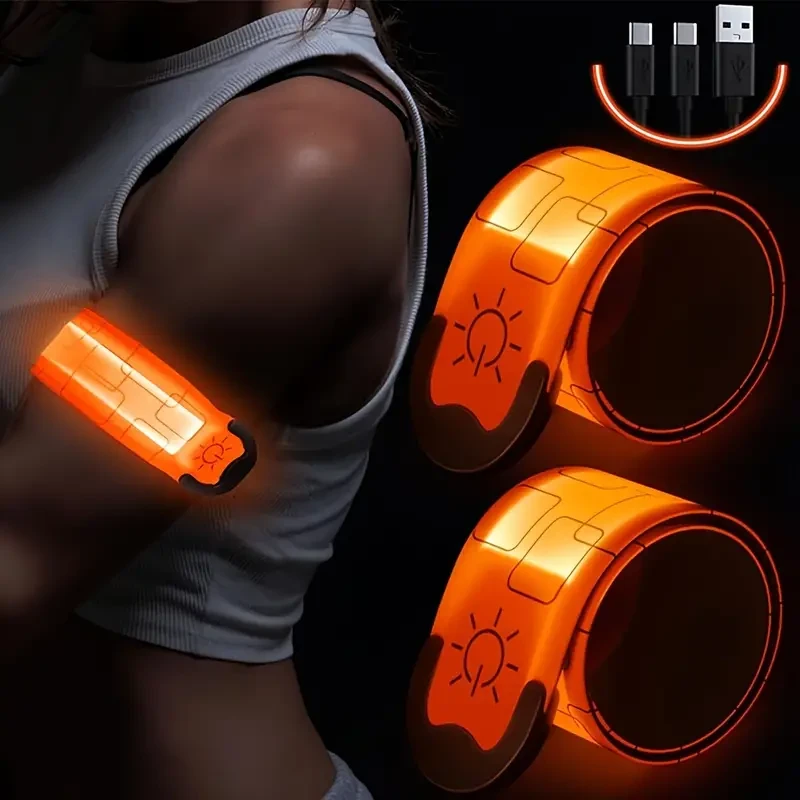 Brazalete LED recargable para correr y caminar de noche (paquete de 2)