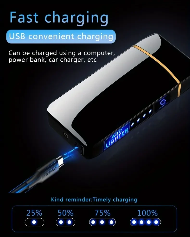 Encendedor inteligente de arcoíris para exteriores, resistente al viento y con carga USB