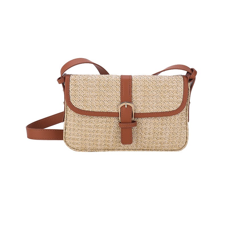 Bolso de hombro de paja de verano para mujer