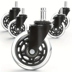 Juego de 5 ruedas resistentes de 3 pulgadas para silla de oficina - Ruedas giratorias de goma