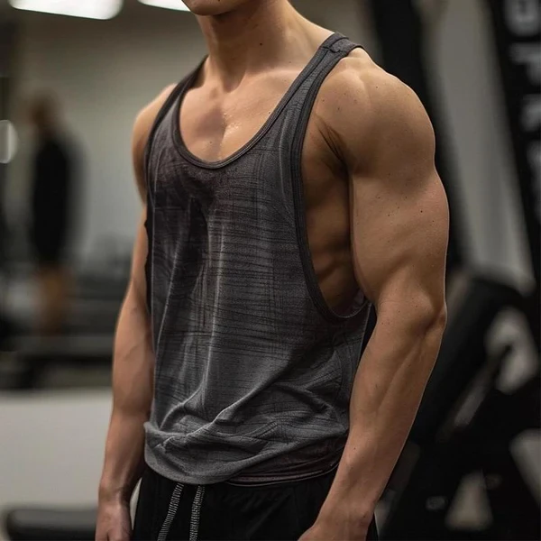 Camiseta sin mangas informal de cuello redondo para deportes al aire libre para hombre