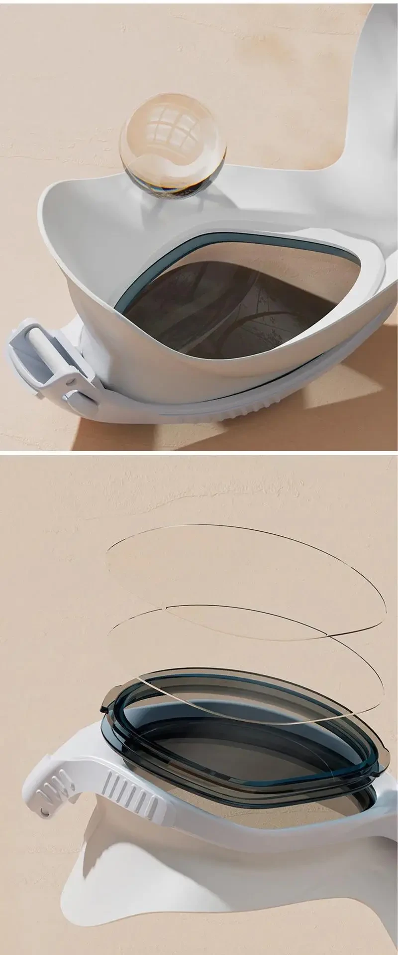 Gafas de natación ópticas para adultos con tapones para los oídos - Gafas de natación impermeables con montura grande y antivaho de alta definición