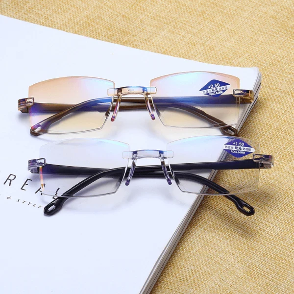 Gafas biofocales de cerca y lejos progresivas y antiazules con lente HD con corte de diamante