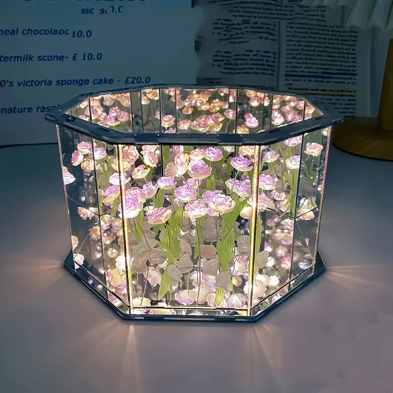 Juego de 21 adornos de flores para escritorio, luz nocturna, bricolaje