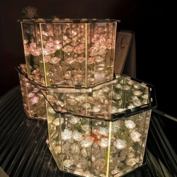 Juego de 21 adornos de flores para escritorio, luz nocturna, bricolaje