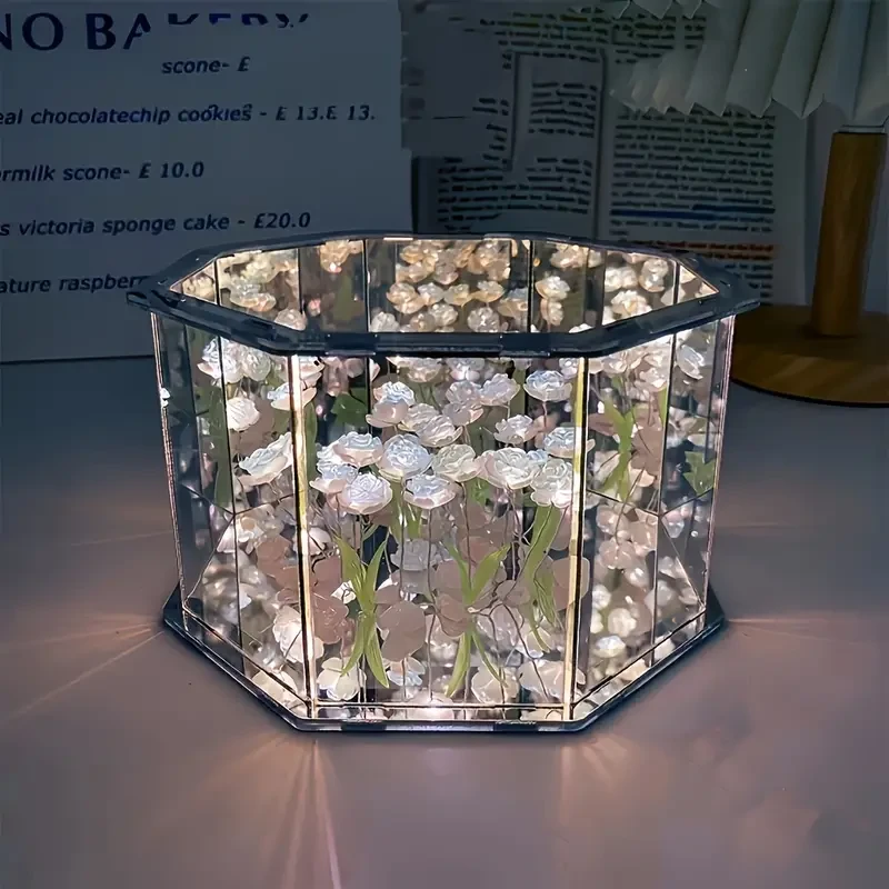 Juego de 21 adornos de flores para escritorio, luz nocturna, bricolaje