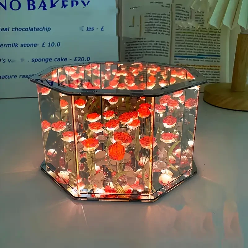 Juego de 21 adornos de flores para escritorio, luz nocturna, bricolaje